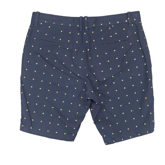 Original‎ Penguin Chino Shorts Mens 31 Slim Navy Blue Yellow Flowers Summer - Picture 2 of 6